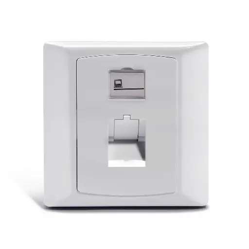 86x86mm. Açılı Çerçeve, Toz Koruma Kapaklı, 1 Port